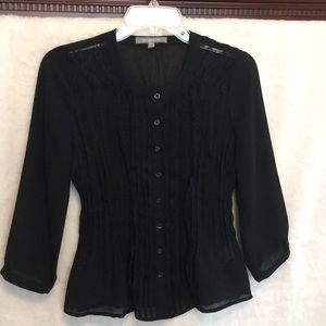 Silky Black Top with 3/4 Sleeves